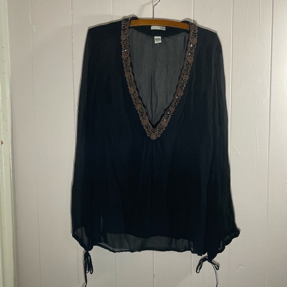 H&M Black Blouse with beading detail